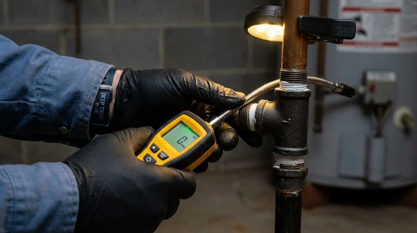 Gas leak detection with electronic sniffer by Johns Plumbing LLC in Niantic