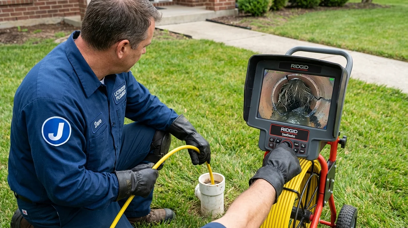 Sewer camera inspection being performed by Johns Plumbing LLC in Niantic